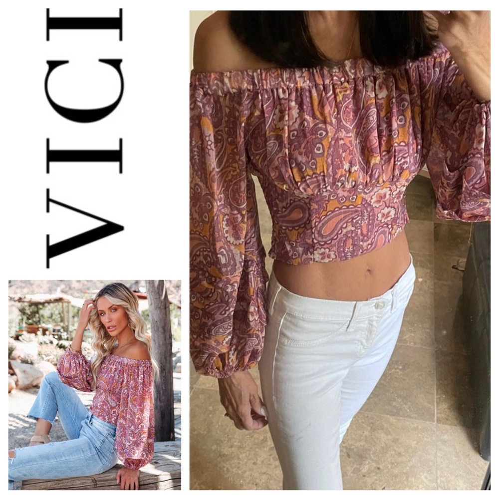 NEW KNOX PAISLEY OFF THE SHOULDER BLOUSE Sz XS